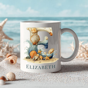 Mug Monogramme personnalisé de la côte initiale E Plag