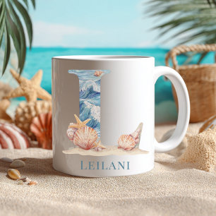 Mug Monogramme personnalisé de la côte initiale L Plag