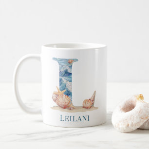 Mug Monogramme personnalisé de la côte initiale L Plag