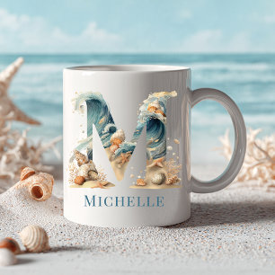 Mug Monogramme personnalisé de la côte initiale M Plag