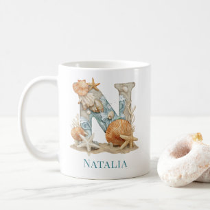 Mug Monogramme personnalisé de la côte initiale N plag
