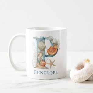 Mug Monogramme personnalisé de la côte initiale P Plag