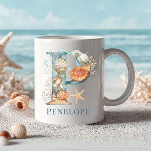 Mug Monogramme personnalisé de la côte initiale P Plag