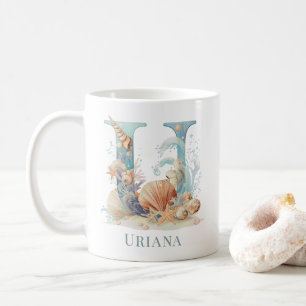 Mug Monogramme personnalisé de la côte initiale U plag