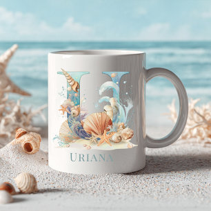 Mug Monogramme personnalisé de la côte initiale U plag