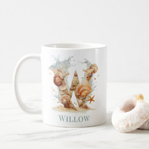 Mug Monogramme personnalisé de la côte initiale W Plag