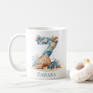 Mug Monogramme personnalisé de la côte initiale Z plag