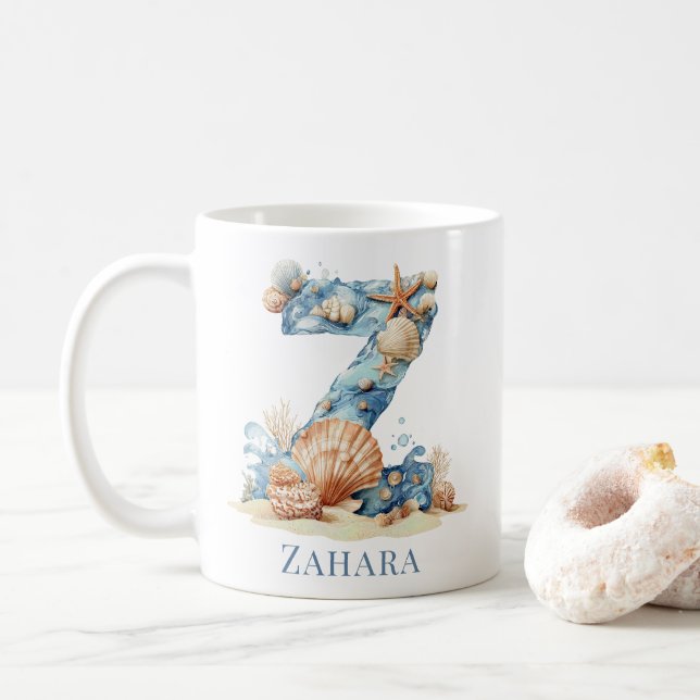 Mug Monogramme personnalisé de la côte initiale Z plag (Avec donut)