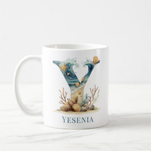 Mug Monogramme personnalisé de la côte Y initiale plag