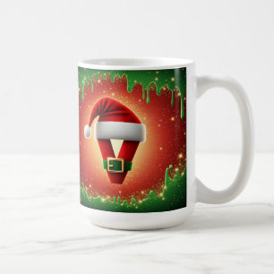 Mug Monogramme personnalisé de Noël V avec chapeau de