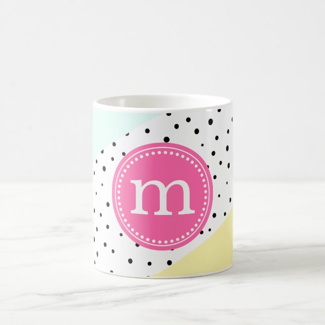 Mug Monogramme personnalisé d'été à la menthe, rose et (Centre)