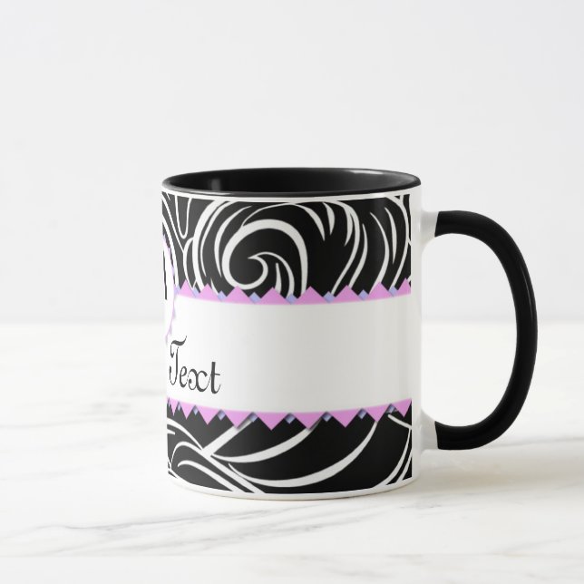 Mug Monogramme personnalisé du Motif de la vague noire (Droite)