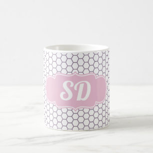 Mug Monogramme Personnalisé en Nid d'Abeille Rose Clai