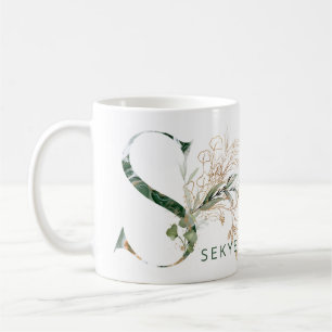 Mug Monogramme personnalisé en or botanique Eucalyptus