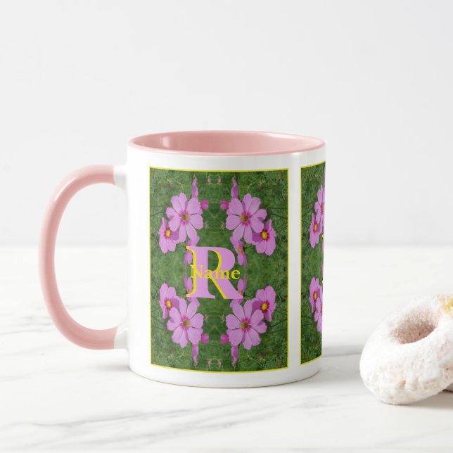 Mug Monogramme personnalisé initial nom Art de marguer (Avec donut)
