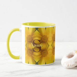 Mug Monogramme personnalisé initial nom Art de pétales