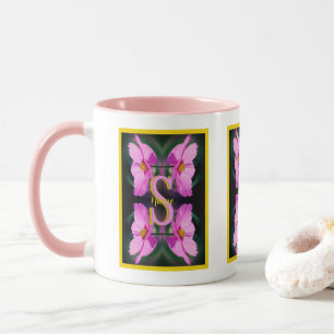 Mug Monogramme personnalisé initial nom Rose Cosmos