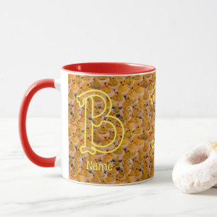 Mug Monogramme personnalisé initiale nom canards en ca