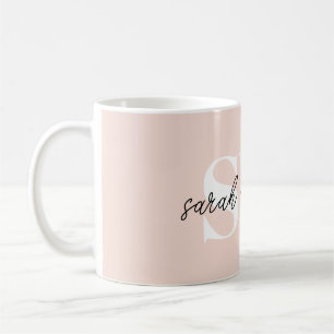 Mug Monogramme personnalisé moderne Nom rose