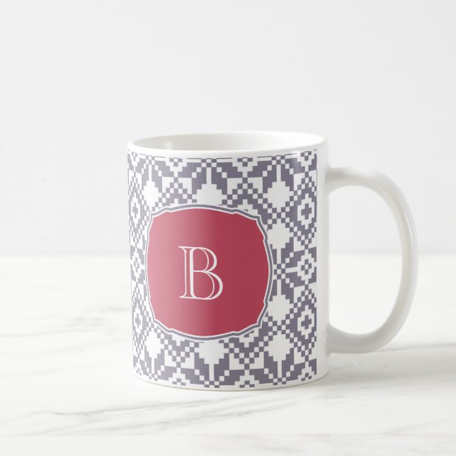 Mug Monogramme personnalisé Noël Motif de flocon de ne (Droite)