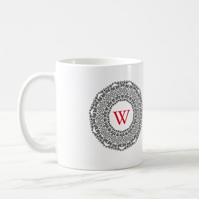Mug Monogramme Personnalisé Noir & Blanc Design (Gauche)