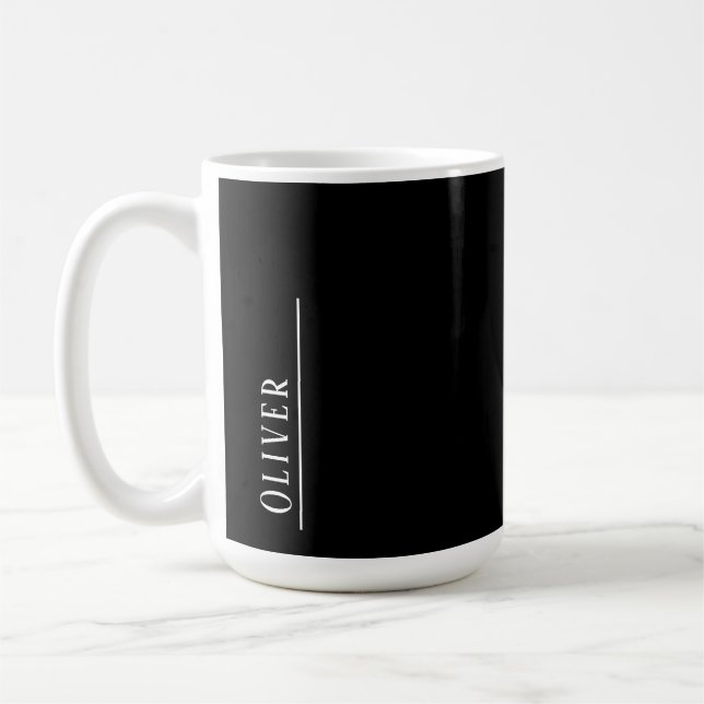 Mug Monogramme personnalisé, noir et blanc moderne (Gauche)