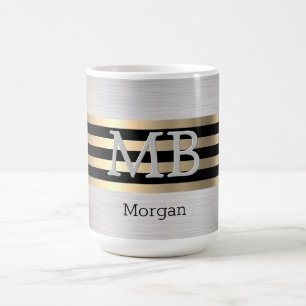 Mug Monogramme personnalisé, Or Jaune Argent Brossé No