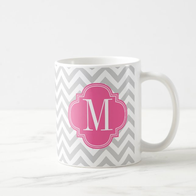 Mug Monogramme personnalisé par zigzag gris-clair de (Droite)