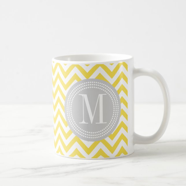 Mug Monogramme personnalisé par zigzag jaune de (Droite)