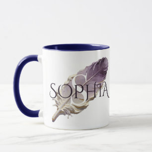 Mug Monogramme personnalisé plume violette personnalis