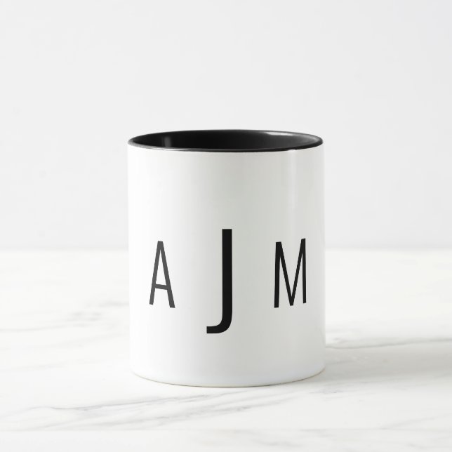 Mug Monogramme personnalisé Police moderne simple (Centre)