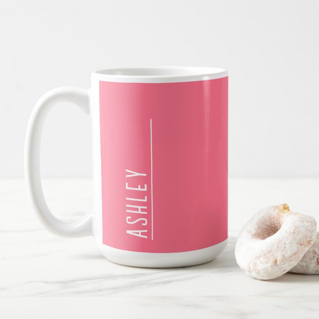 Mug monogramme personnalisé, rose spectaculaire (Avec donut)