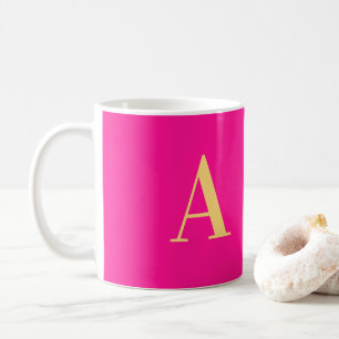Mug Monogramme personnalisé rose vif