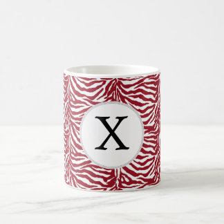 Mug Monogramme personnalisé Rouge Zebra Stripes motif