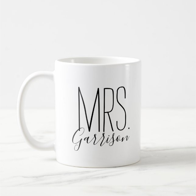 Mug Monogramme personnalisé simple et doux de Mme (Gauche)
