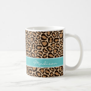 Mug Monogramme personnalisé Turquoise et Empreinte de