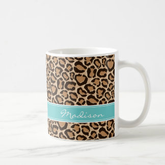 Mug Monogramme personnalisé Turquoise et Empreinte de