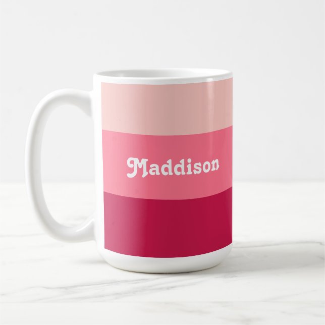 Mug Monogramme personnalisé, typographie rétro rose vi (Gauche)