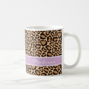 Mug Monogramme personnalisé violet et Empreinte de léo