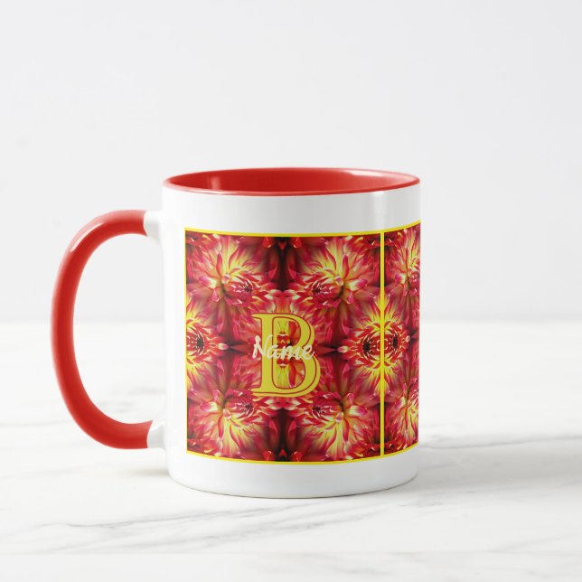 Mug Monogramme personnalisé Votre initiale Nom Dahlia  (Gauche)