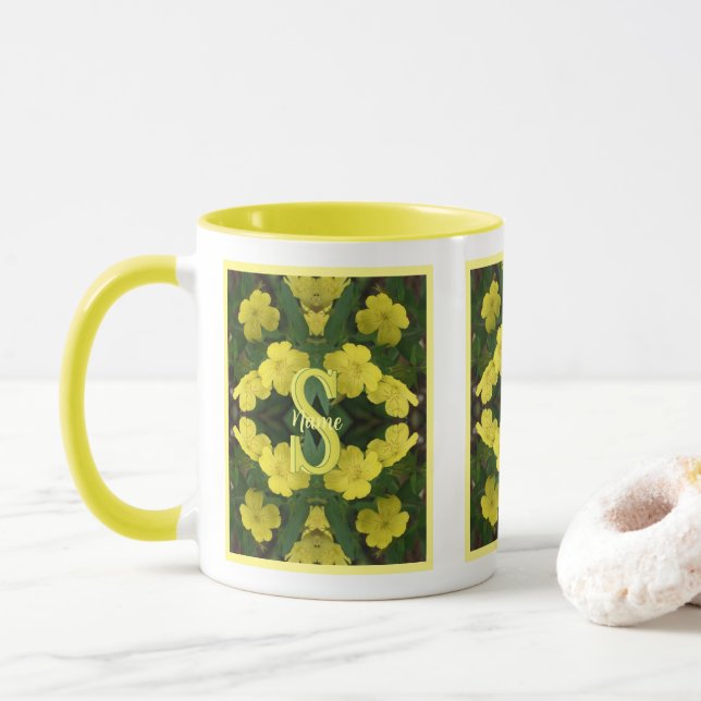 Mug Monogramme personnalisé Votre initiale Nom Géraniu (Avec donut)