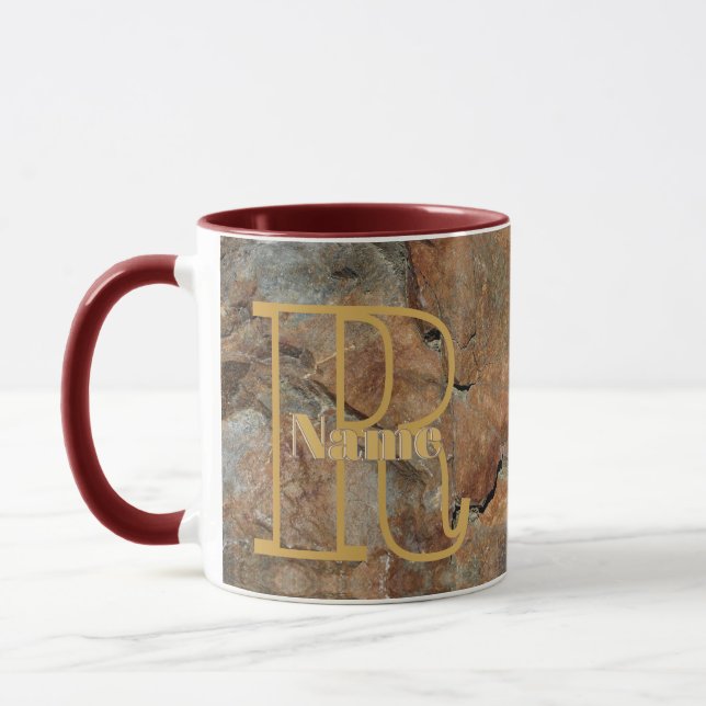Mug Monogramme personnalisé Votre initiale Nom Granite (Gauche)