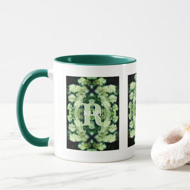 Mug Monogramme personnalisé Votre initiale Nom Roses s (Avec donut)