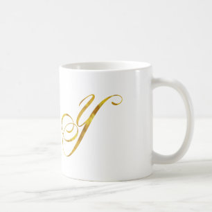 Mug Monogramme personnalisé Y Faux Monogrammes Gold F