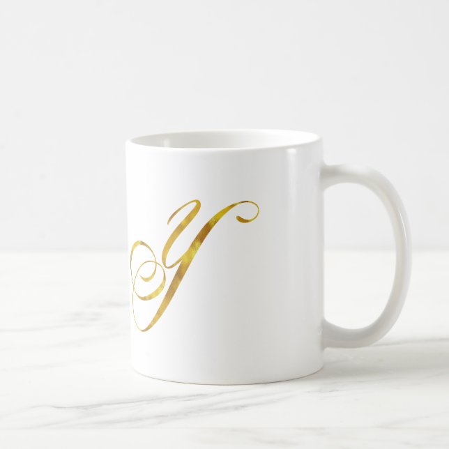 Mug Monogramme personnalisé Y Faux Monogrammes Gold Fo (Droite)