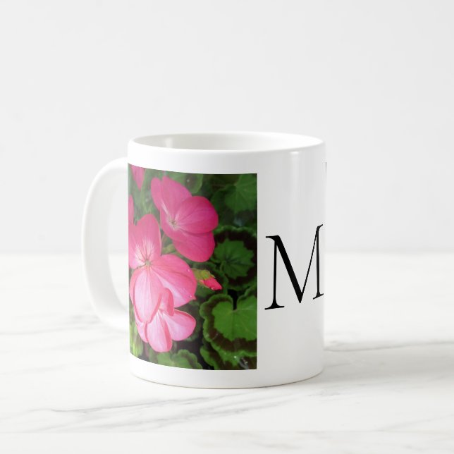 Mug Monogramme photo Fille Rose (Devant gauche)