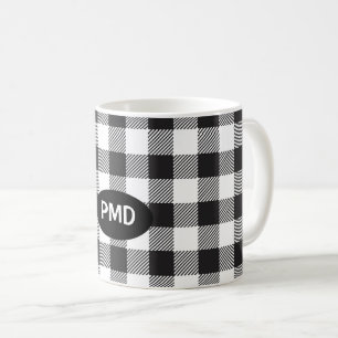 Mug Monogramme plaqué de Buffle noir blanc personnalis