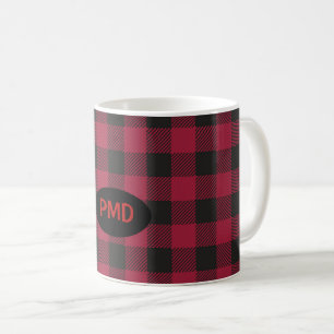 Mug Monogramme plaqué de buffle noir rouge personnalis