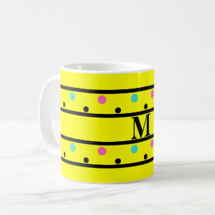 Mug Monogramme Pois jaunes