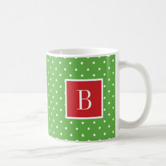 Mug Monogramme Pois rouge et vert